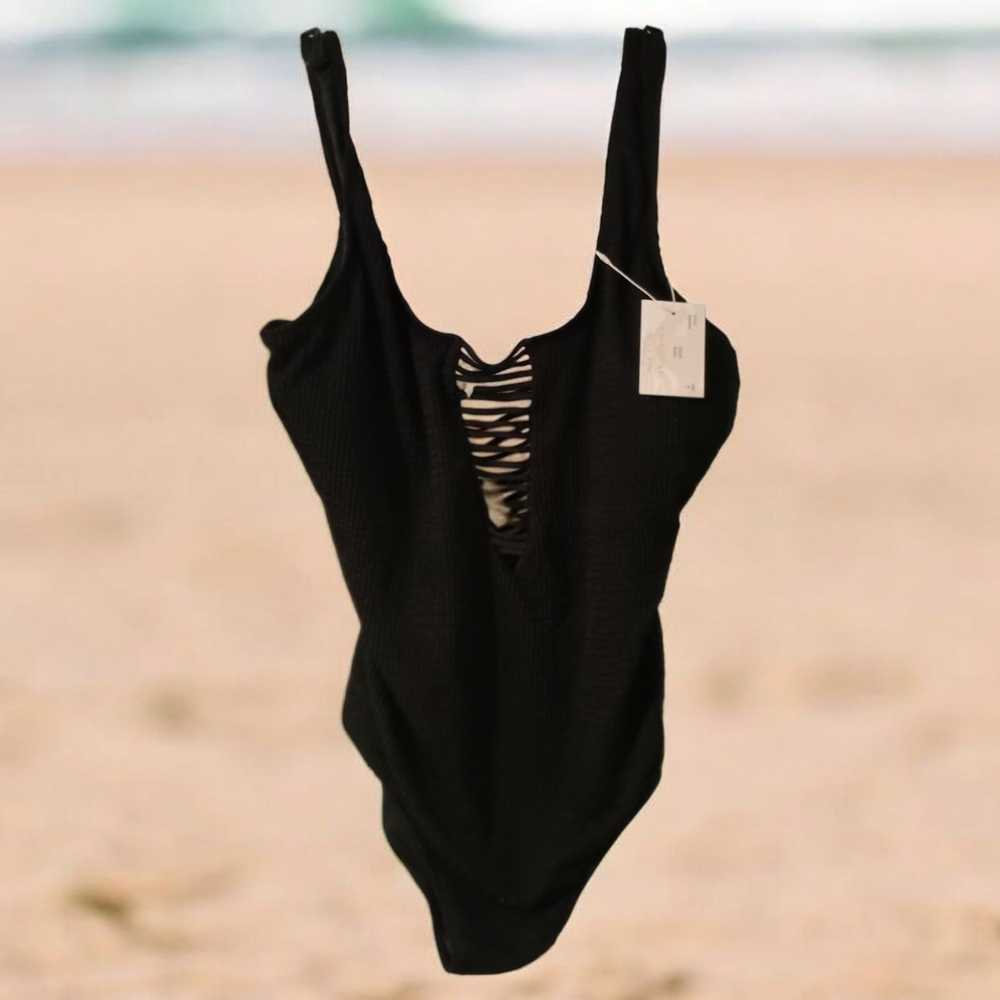 Coastal Waves One Piece Lace Up Swimsuit Size 3x